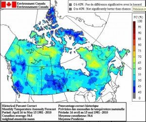 Plusieurs régions du Québec connaitront des températures non conformes aux moyennes selon ces prévisions d'Environnement Canada.