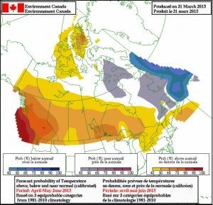 Prévisions d'Environnement Canada pour les trois prochains mois.