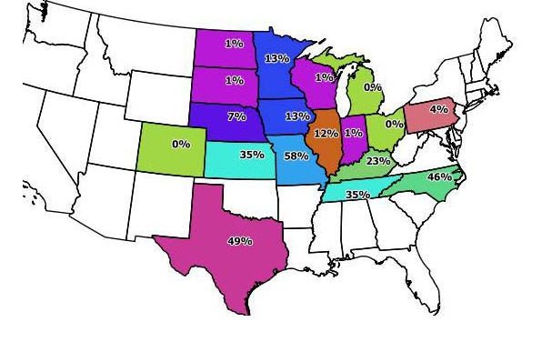 Progrès des semis de maïs aux États-Unis en date du 18 avril 2016. Source: Farms Futures