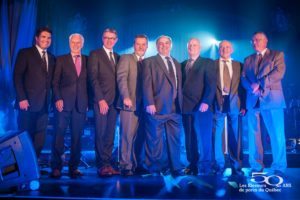 Tous les présidents des Éleveurs de porcs encore vivants, lors de la récente assemblée générale: David Boissonneault, de 2011 à aujourd’hui, Jean-Guy Vincent, de 2007 à 2011, Claude Corbeil, de 2003 à 2007, Clément Pouliot, de 1997 à 2003, Laurent Pellerin, de 1985 à 1994, Yvon Scalabrini, de 1981 à 1985, René Turcotte, de 1980 à 1981 et Charles Proulx, de 1994 à 1997.