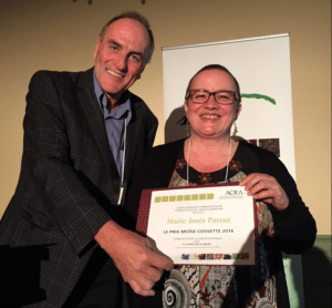 De gauche à droite, Yvon Laprade, membre du jury pour le prix Moïse-Cosette de l'ACRA et Marie-Josée Parent.
