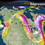 Le blocage météo au Québec.
Source: Météo média