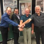 Dans l'ordre habituel: Michel Désy, président de La Coop Agrivert; Jean-Nil Laganière, président de La Coop Univert et nouveau président de La Coop Novago; Harry Reber, président de La Coop Agrodor, et Robert Perreault, président de La Coop Profid’Or.