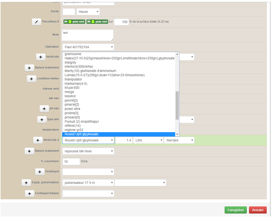 Registre de pesticides : check