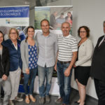 Gilles Salvas, préfet de la MRC de Pierre-De Saurel, Anne-Marie Beaudoin, chargée de projet au CRAAQ, Francine Morin, préfet de la MRC des Maskoutains, Fannie Boulanger, Matthieu Beauchemin et son père Denis, propriétaires du Domaine du Nival, Maryse Bernier, agente de maillage L’ARTERRE et Paul Viau, préfet de la MRC des Jardins-de-Napierville.