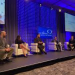 Louis-Philippe Roy, Lori-Ann Berthiaume et Mathieu Pilote étaient les trois producteurs invités lors du panel dans le cadre du Forum stratégique des Éleveurs de porcs du Québec. Il était animé par le directeur général, Alexandre Cusson, et le directeur général adjoint Steve Gagnon.