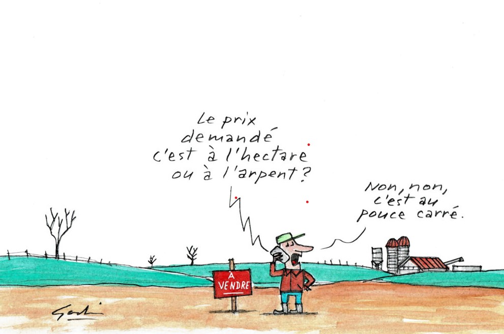 Une terre, ça coûte cher! Voici le dessin humoristique d'Eric Godin qui a été le plus populaire en 2021.
