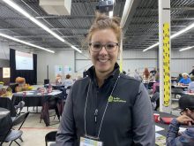 L'agronome Jessica Guay-Jolicoeur, conseillère Opti-Boeuf chez Sollio Agriculture donnait une conférence lors du Congrès du boeuf, le 7 octobre 2022.