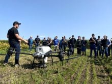 Journée de champ avec démonstration du drone Agras T40 à Sainte-Sabine en Montérégie.