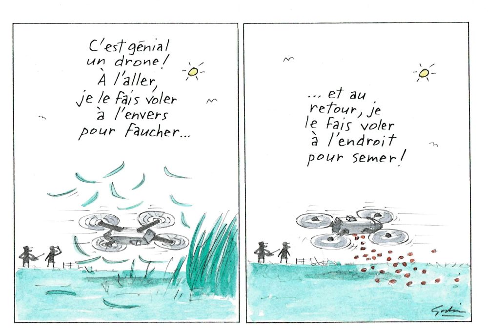 Faucher et semer avec un drone