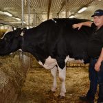 Pierre Boulet chez lui avec June à l'automne 2023. Photo prise dans le cadre d'un reportage paru en novembre 2023 dans Le Bulletin des agriculteurs.