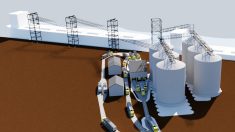 Croquis du futur terminal et des voies d'accès de G3 Canada au Port de Trois-Rivières.