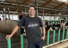 Frédéric Montcalm explique que l’étable a été construite pour offrir du confort aux vaches, mais aussi pour faciliter le travail.