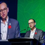 Michel Montpetit lors de son discours tenu au congrès annuel de l'Ordre des agronomes du Québec.