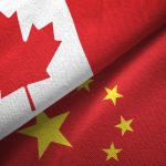 China and Canada flag together realtions textile cloth fabric texture